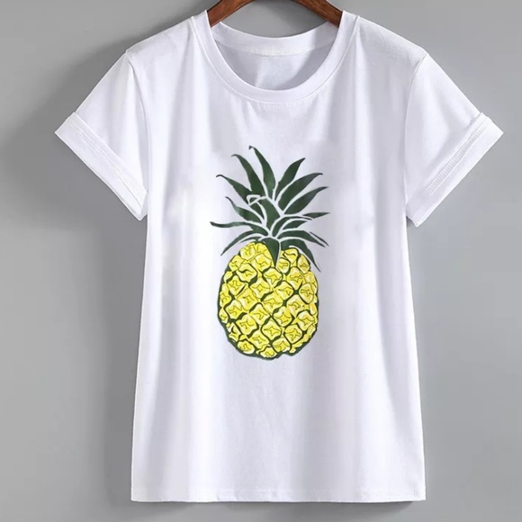 Pineapple Graphic Short Sleeve Tee Shirt - Picture 5 of 8